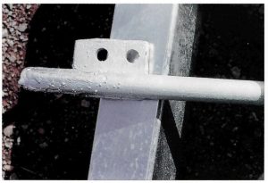 Description: Lumps in galvanized coating adjacent to weld areas.Cause: Weld spatter left on surface after fabrication. Weld metal will galvanize with the parent metal. Remedy: Weld spatter should be removed after fabrication. No effect on durability.