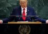 US president Donald Trump at the United Nations General Assembly