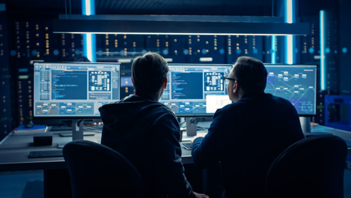 Two,Professional,It,Programers,Discussing,Blockchain,Data,Network,Architecture,Design real-time operational capability